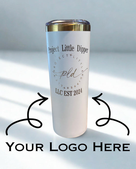 Custom Engraved Logo Stainless Steel Tumbler | 20oz Skinny