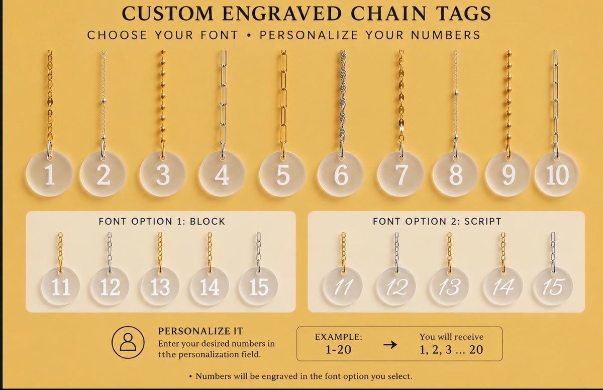 Custom Frosted Acrylic Number Chain Tags