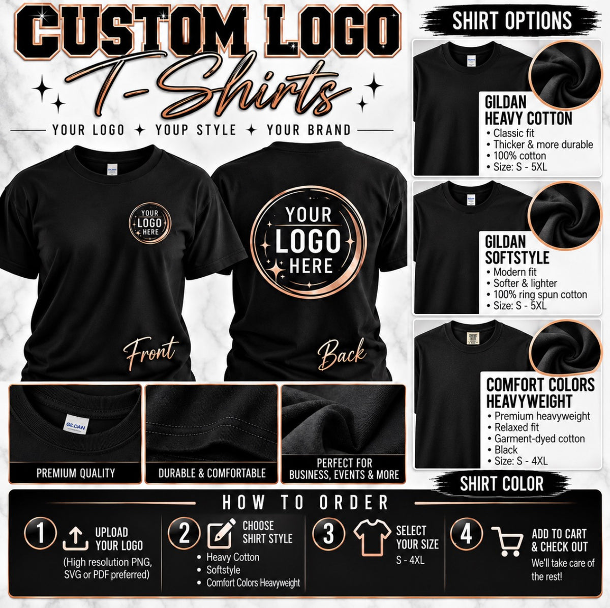 Custom Logo Tshirts | Gilden & Comfort Colors