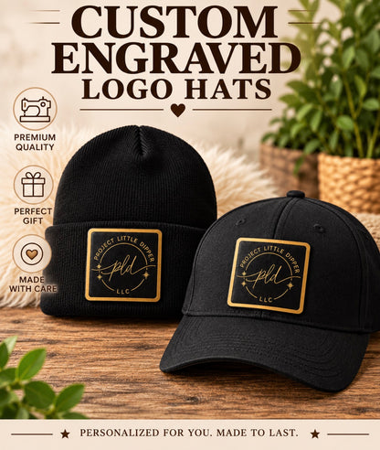 Custom Engraved Logo Leather Patch Hat | Business Logo Advertisement Hat