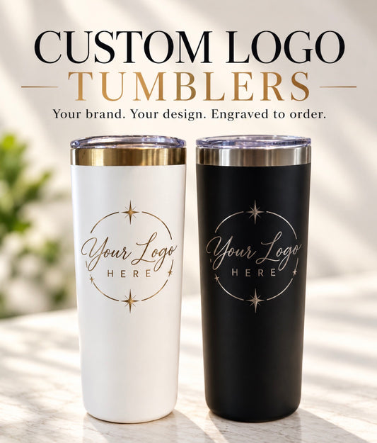 Custom Engraved Logo Stainless Steel Tumbler | 20oz Skinny