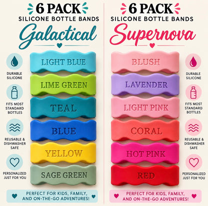 Personalized Silicone Bottle Band | Singles | 4-Pack | 6-Pack