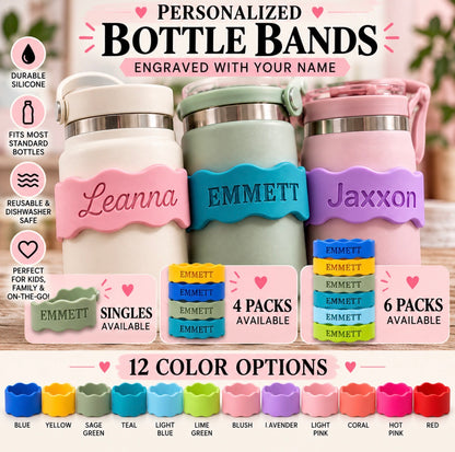 Personalized Silicone Bottle Band | Singles | 4-Pack | 6-Pack
