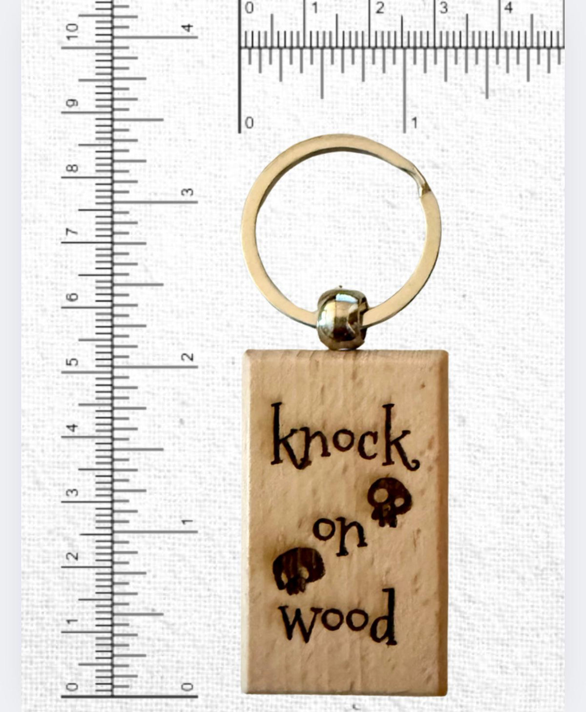 Laser Engraved “knock on wood” Keychain