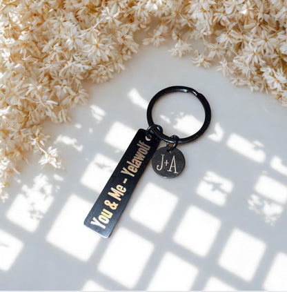 Custom Engraved Spotify Code Keychain – Personalized Stainless Steel Music Bar Keychain with Initials