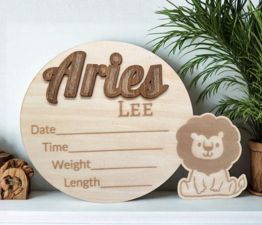 Custom Engraved Rustic Baby Name Sign
