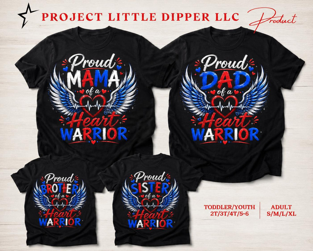 Heart Warrior Family Shirts | Proud Mama, Dad, Sister, Brother CHD Awareness Apparel