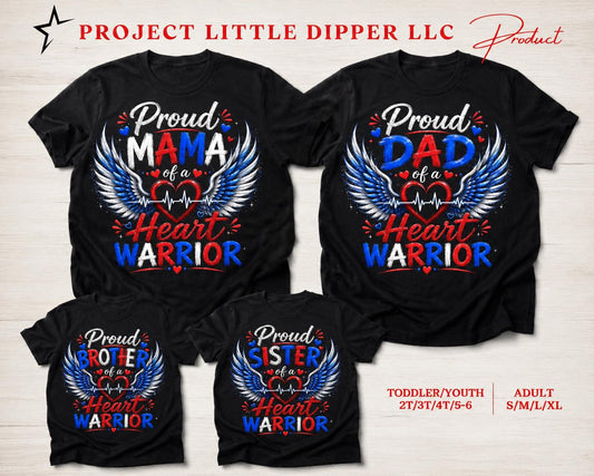 Heart Warrior Family Shirts | Proud Mama, Dad, Sister, Brother CHD Awareness Apparel
