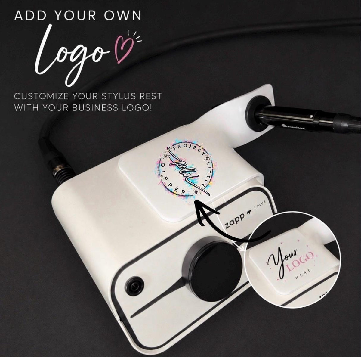 Custom Logo Permanent Jewelry Stylus Rest | Universal Acrylic Holder | Tool Organizer | Zapp 2 Plus, Everarc & Orion mPulse Pro