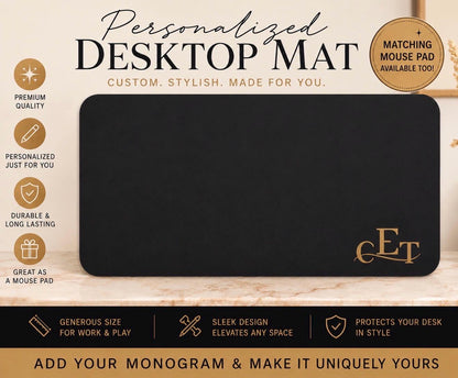 Personalized Desktop Mat | Matching Mouse Pad | Home | Office | Engraved Leather | Office Work Gift | Custom Computer Desk Mat Mousepad