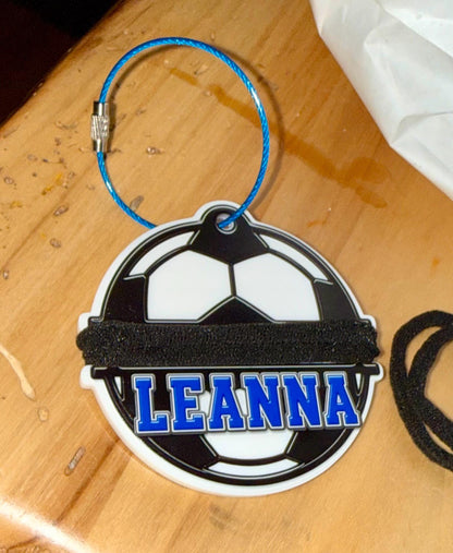 Personalized Sports Bag Hair Tie Holder Acrylic Keychain | Custom UV Printed Bag Tag