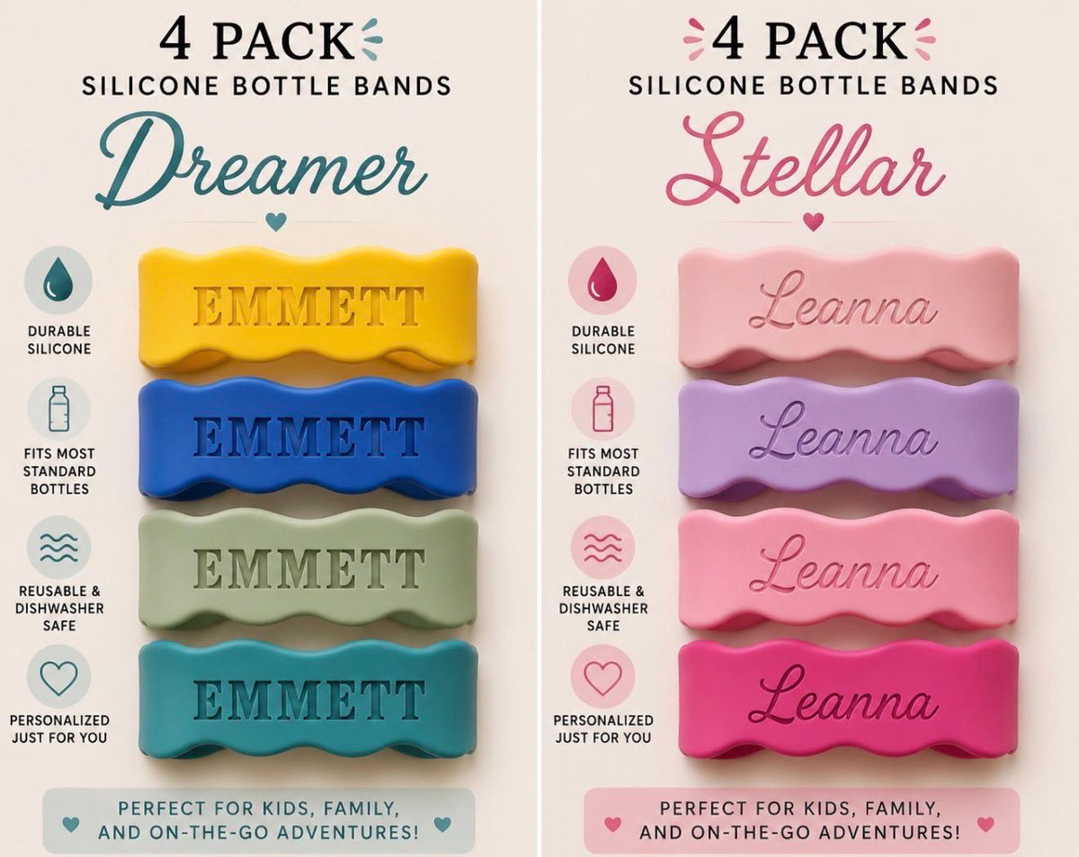 Personalized Silicone Bottle Band | Singles | 4-Pack | 6-Pack