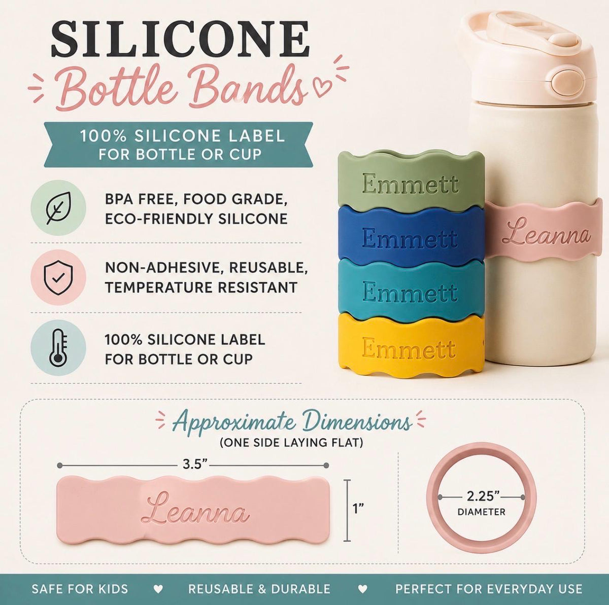 Personalized Silicone Bottle Band | Singles | 4-Pack | 6-Pack