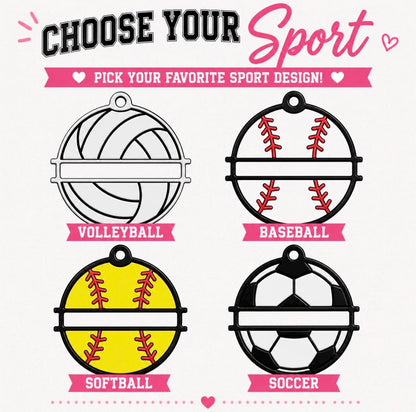 Personalized Sports Bag Hair Tie Holder Acrylic Keychain | Custom UV Printed Bag Tag