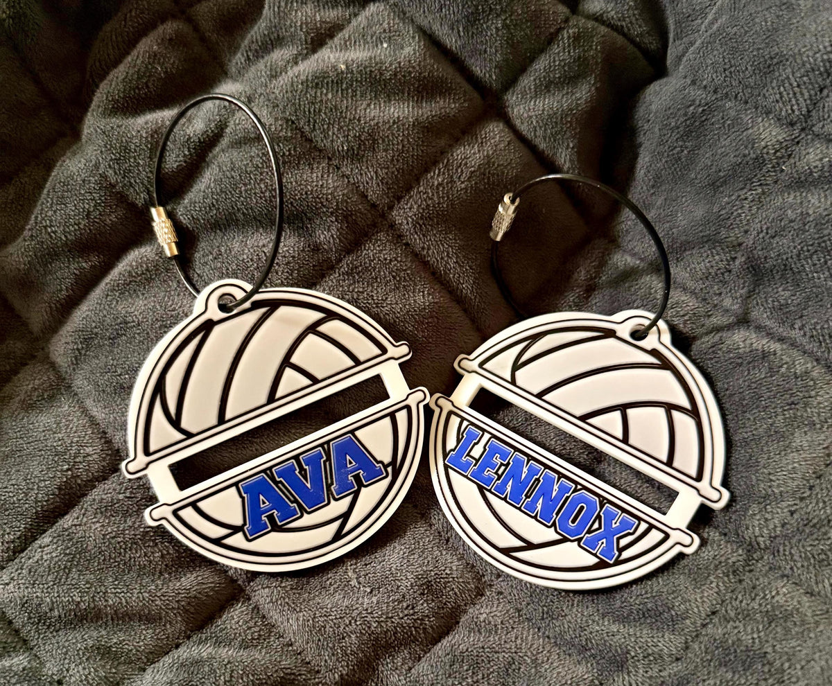 Personalized Sports Bag Hair Tie Holder Acrylic Keychain | Custom UV Printed Bag Tag